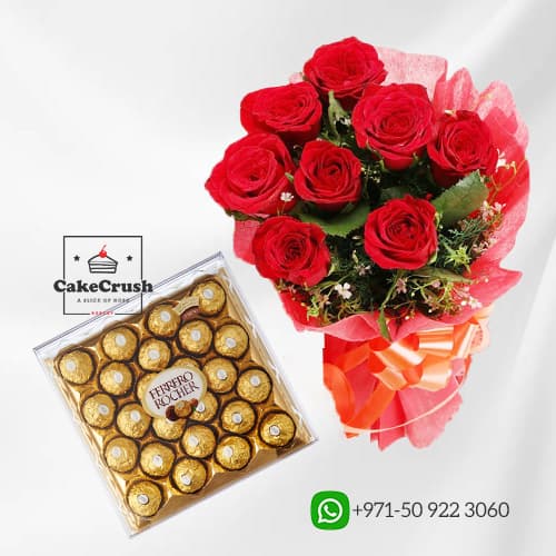 Flower Bouquet with Ferrero Rocher (24pcs) in dubai