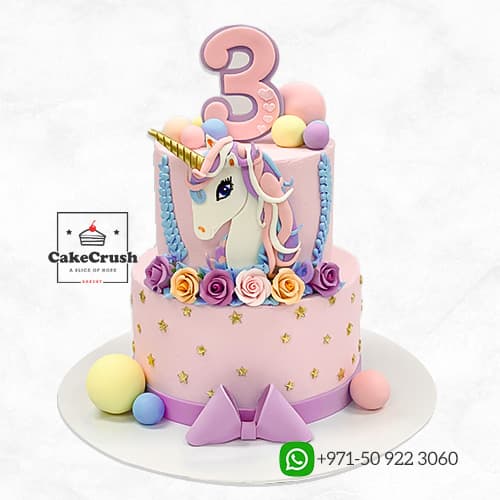 2 Tier Unicorn Theme Cake