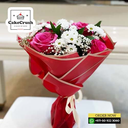 Carnation pink with Gypsophila Flower Bouquet in dubai