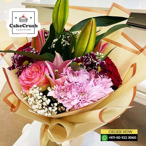 Lily and Chrysanthemum Flower Bouquet in dubai