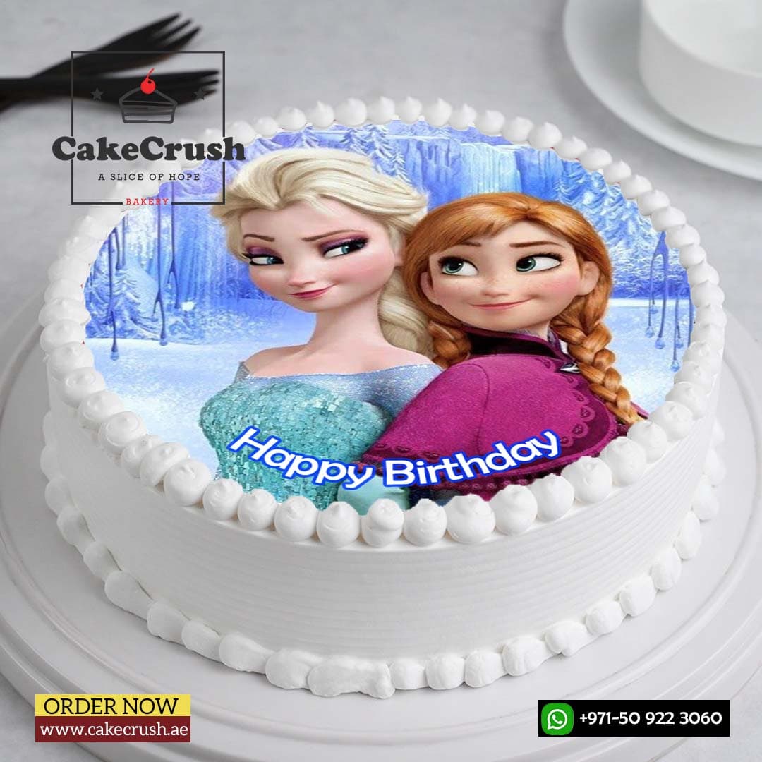 Elsa and Anna Photo Cake