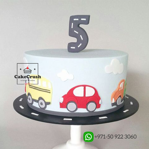 CARTOON CAR THEME CAKE 1