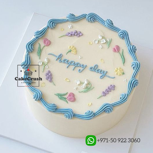 Floral Cream Cake in dubai