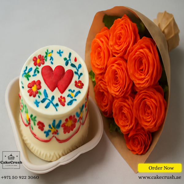 Heartline Cake & Blissful flower Combo
