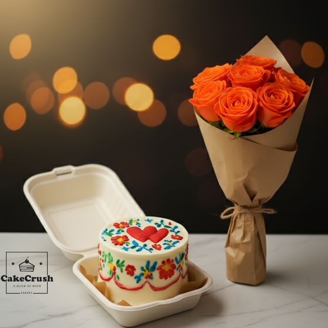 Heartline Cake & Blissful flower Combo