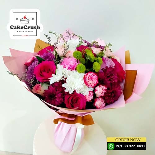 Carnation Pink Chrysanthemum Flower Bouquet-25Pcs in dubai